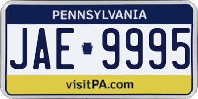 PA license plate JAE9995