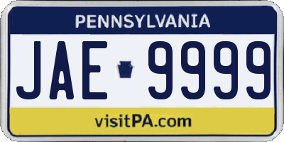 PA license plate JAE9999