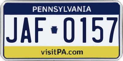 PA license plate JAF0157