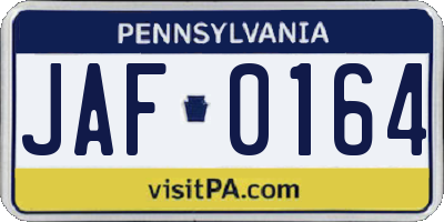 PA license plate JAF0164