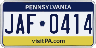 PA license plate JAF0414