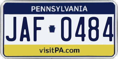 PA license plate JAF0484