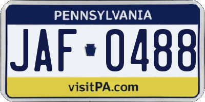PA license plate JAF0488