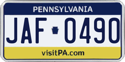 PA license plate JAF0490