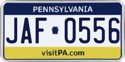 PA license plate JAF0556