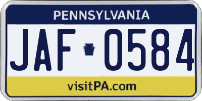 PA license plate JAF0584