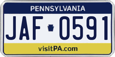 PA license plate JAF0591