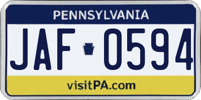 PA license plate JAF0594
