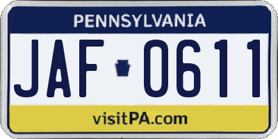PA license plate JAF0611