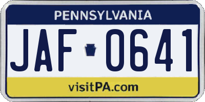 PA license plate JAF0641