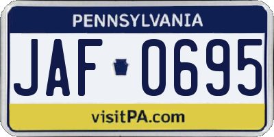 PA license plate JAF0695