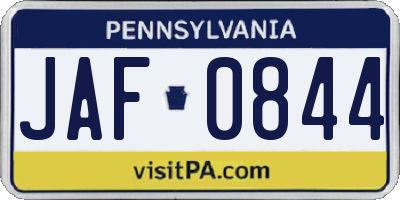 PA license plate JAF0844