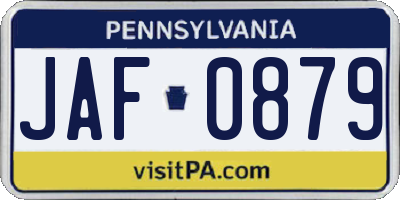 PA license plate JAF0879