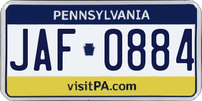PA license plate JAF0884