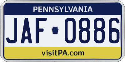 PA license plate JAF0886