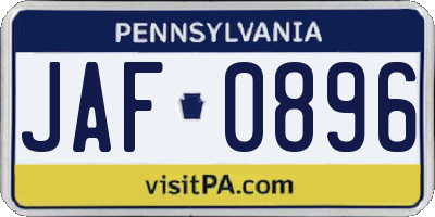 PA license plate JAF0896