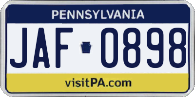 PA license plate JAF0898