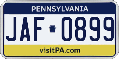 PA license plate JAF0899