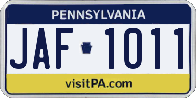 PA license plate JAF1011