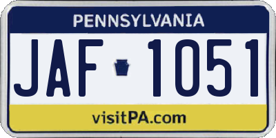 PA license plate JAF1051