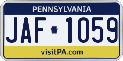PA license plate JAF1059