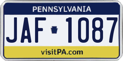 PA license plate JAF1087