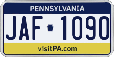 PA license plate JAF1090