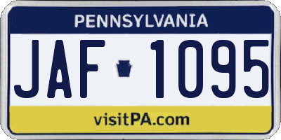 PA license plate JAF1095