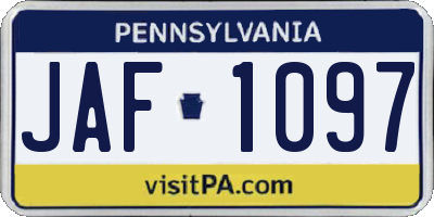 PA license plate JAF1097