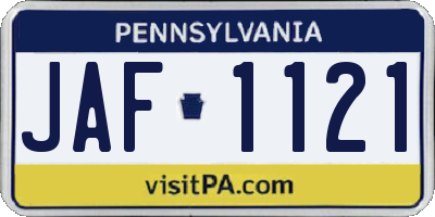 PA license plate JAF1121