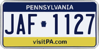PA license plate JAF1127