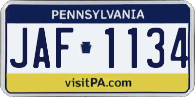 PA license plate JAF1134