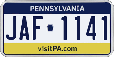 PA license plate JAF1141