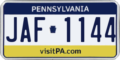 PA license plate JAF1144