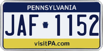 PA license plate JAF1152