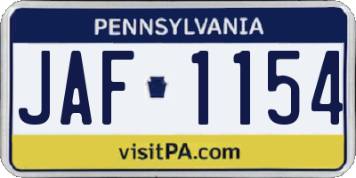 PA license plate JAF1154