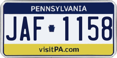 PA license plate JAF1158