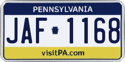 PA license plate JAF1168