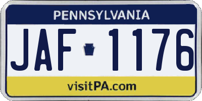 PA license plate JAF1176