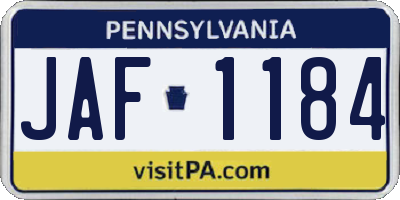 PA license plate JAF1184