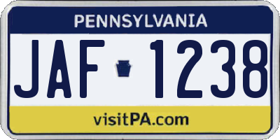 PA license plate JAF1238