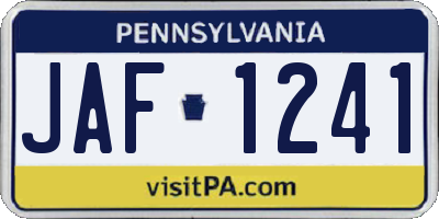 PA license plate JAF1241