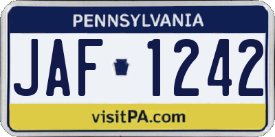 PA license plate JAF1242