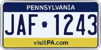 PA license plate JAF1243