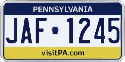 PA license plate JAF1245