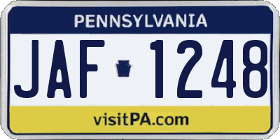 PA license plate JAF1248