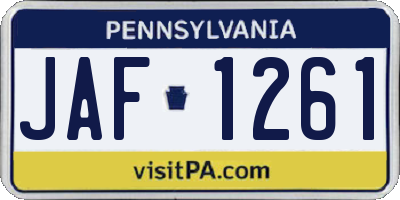 PA license plate JAF1261