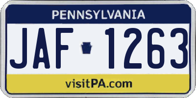 PA license plate JAF1263