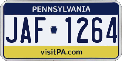 PA license plate JAF1264