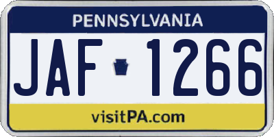 PA license plate JAF1266